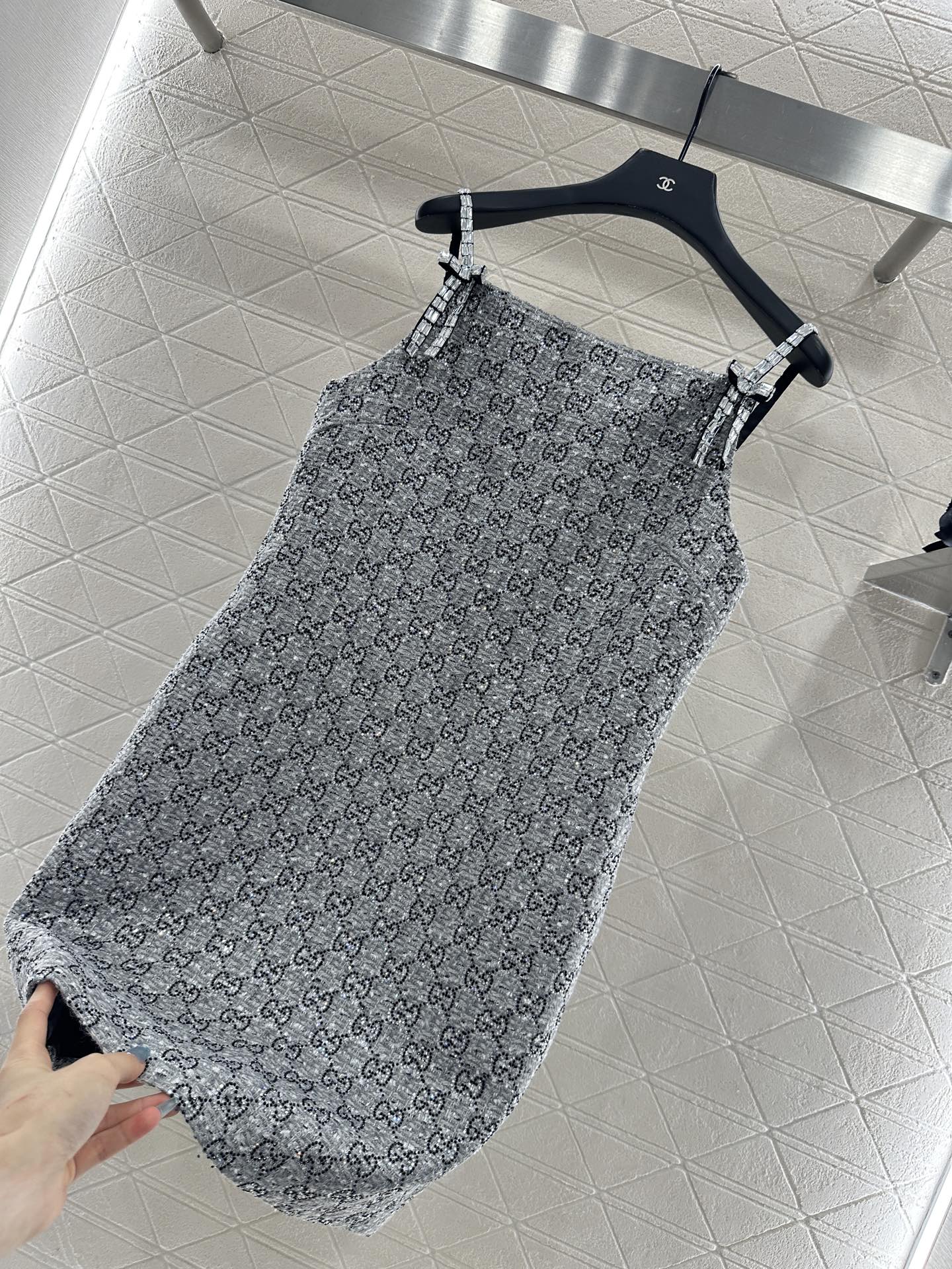 Gu 25 Woolen woolen spaghetti strap dress