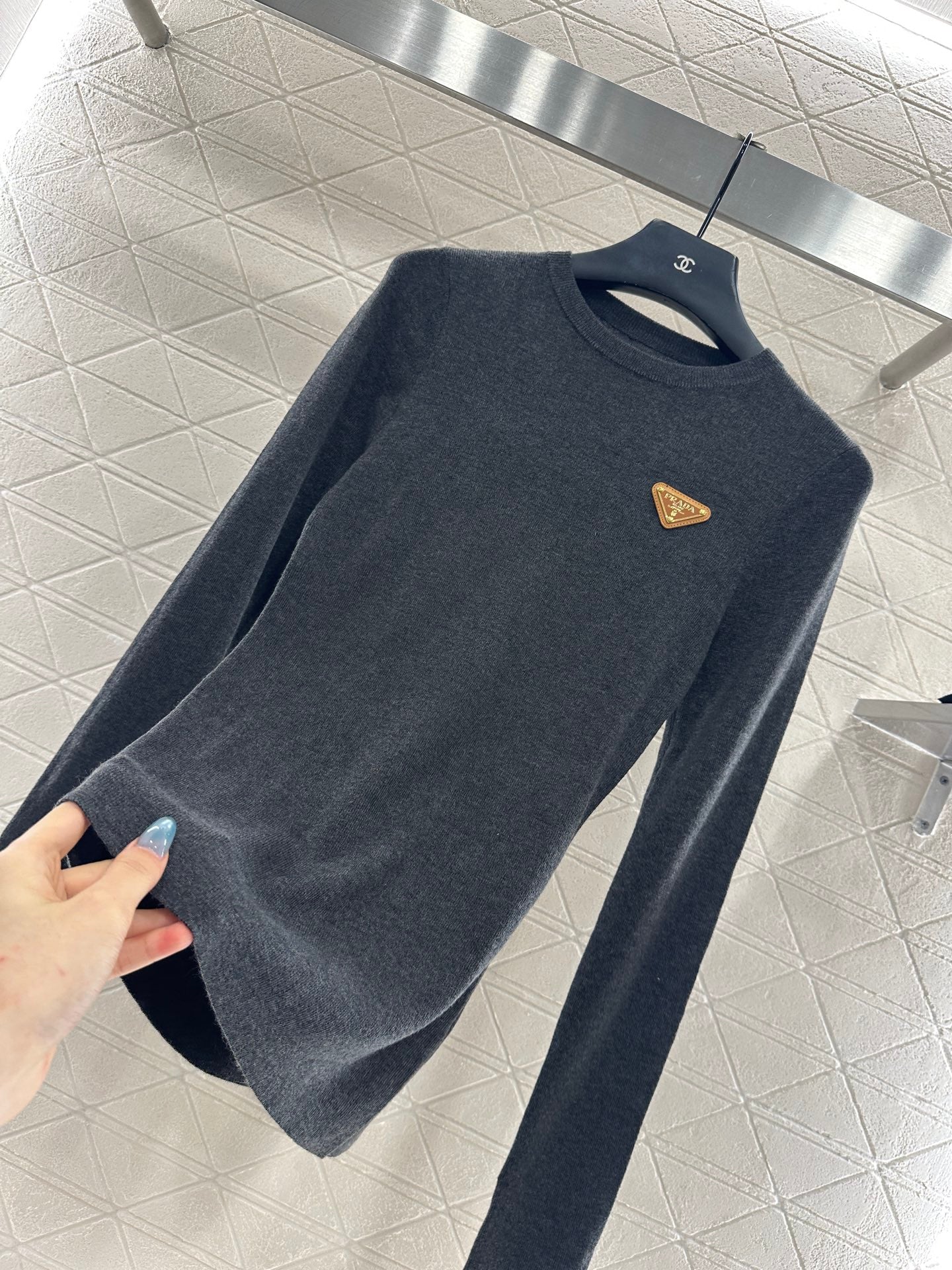 Pra 25 Slim fit round neck wool long sleeved shirt(BEIGI/GRAY/BLACK)