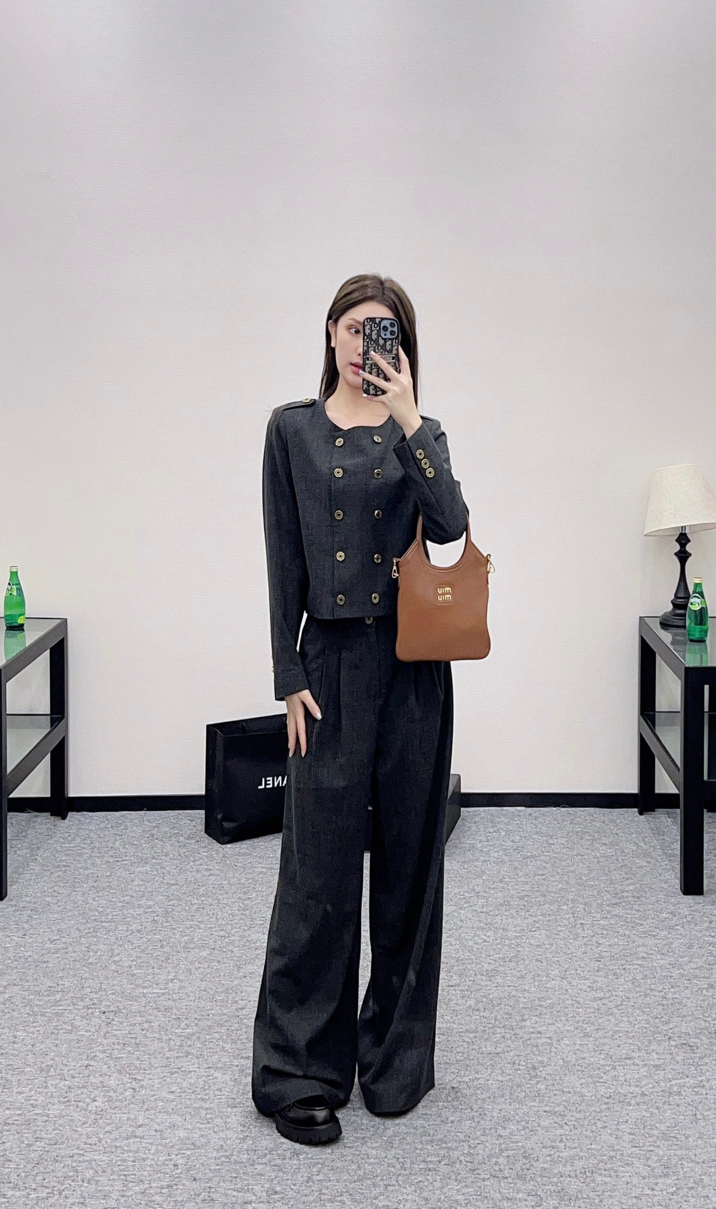 Mi 25 Round neck double breasted suit and pants set