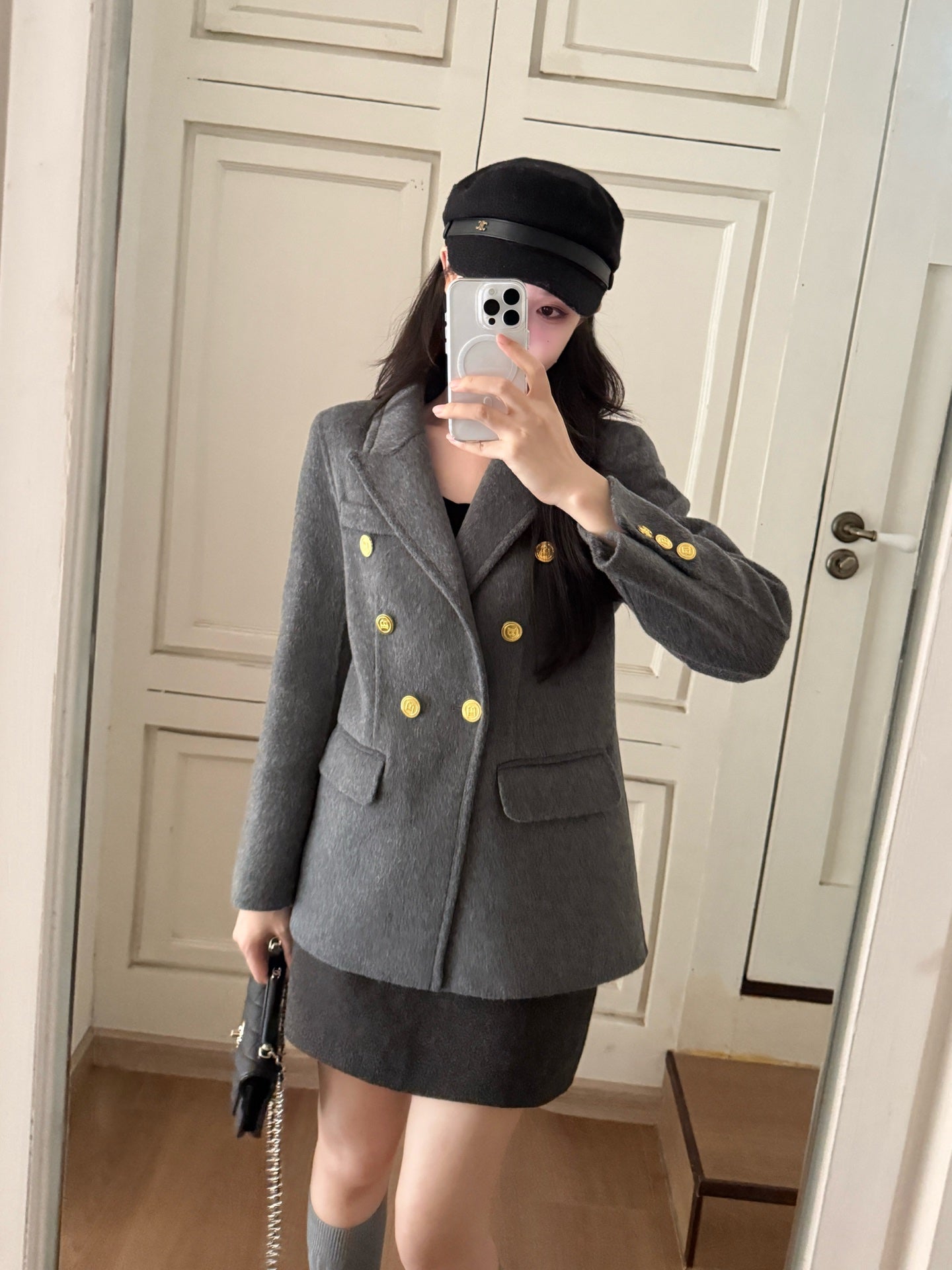 Bal 25 New classic wool and cashmere jacket(GRAY/BLACK)