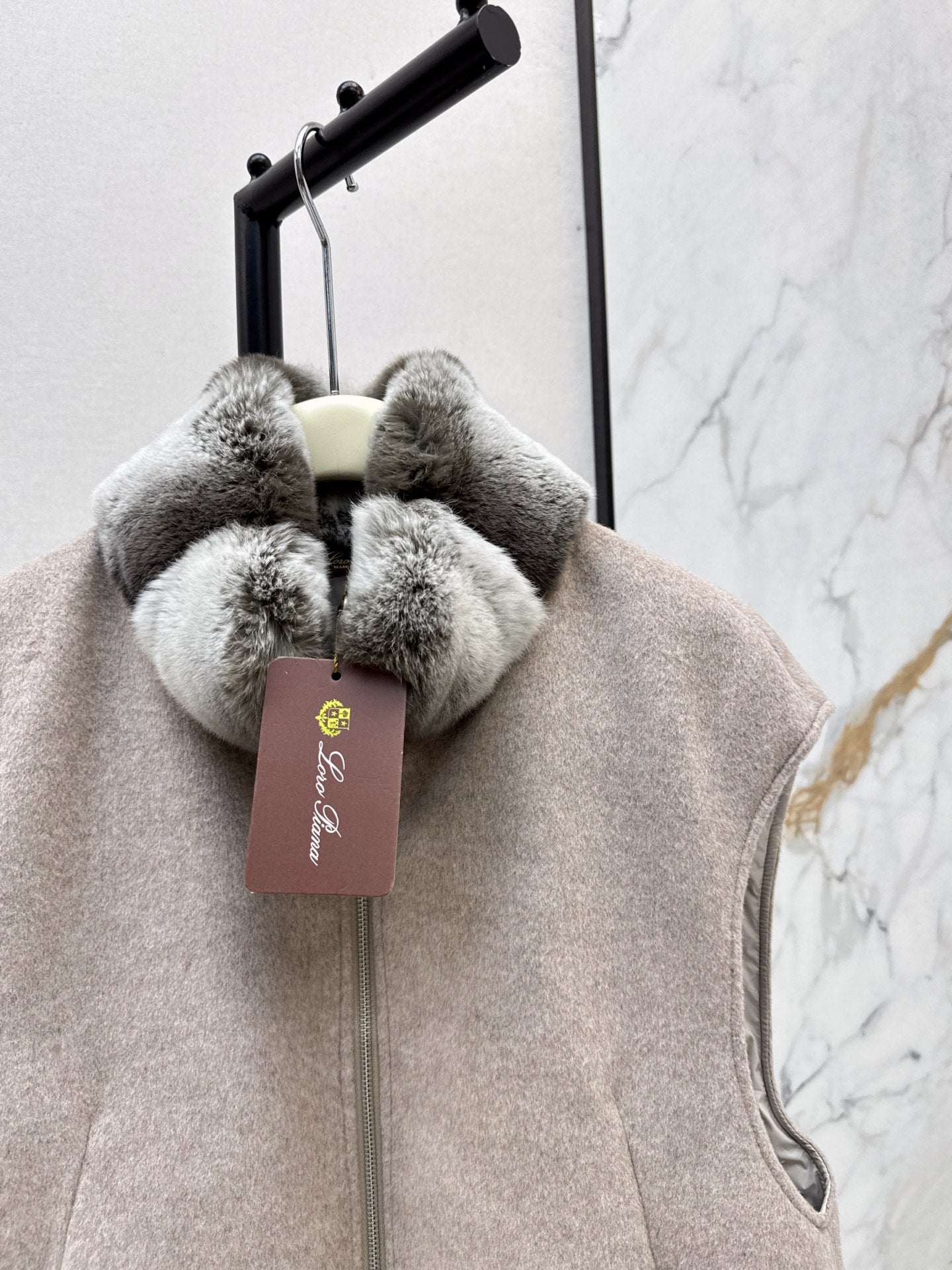 Lor 25 New mink fur collar down spliced woolen coat