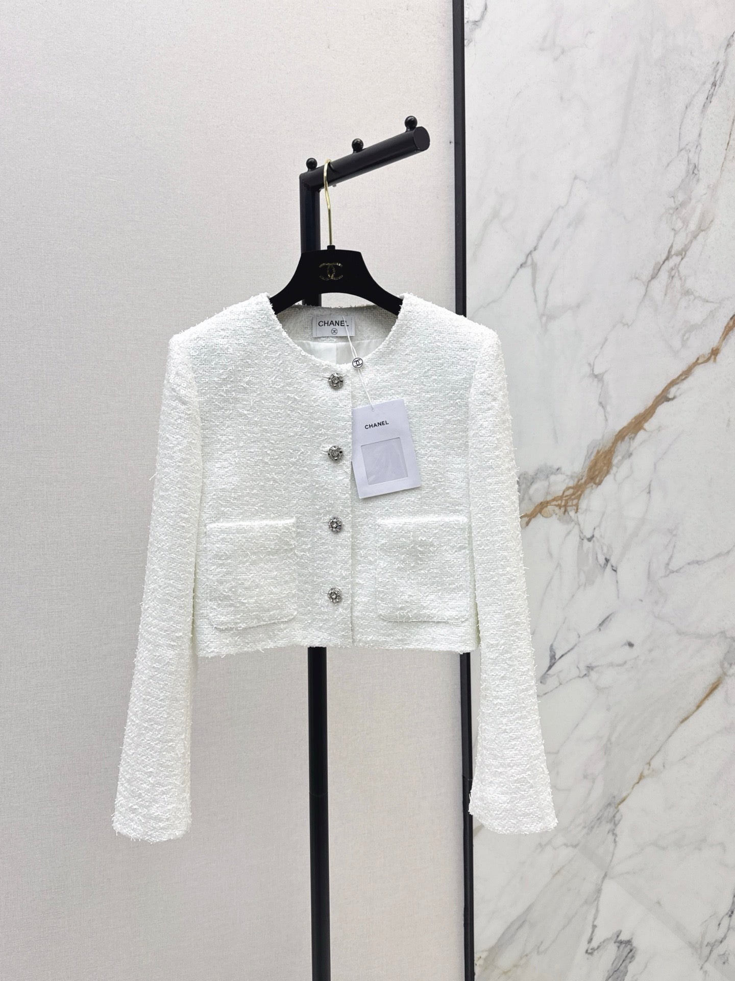 C 25 Woven woolen tweed long sleeved jacket