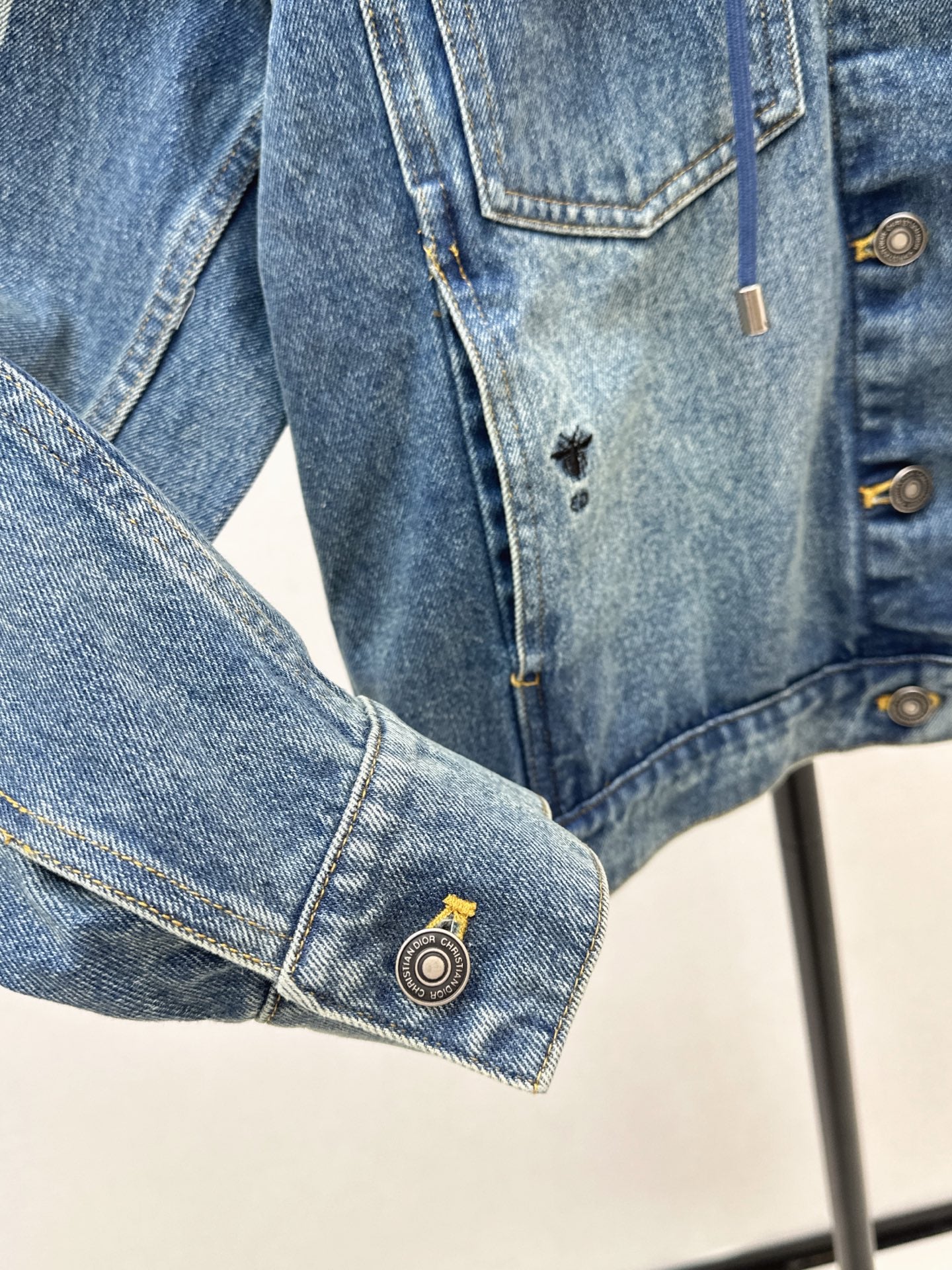 Di 25 Plush hooded denim jacket with lining(BLUE/GRAY)