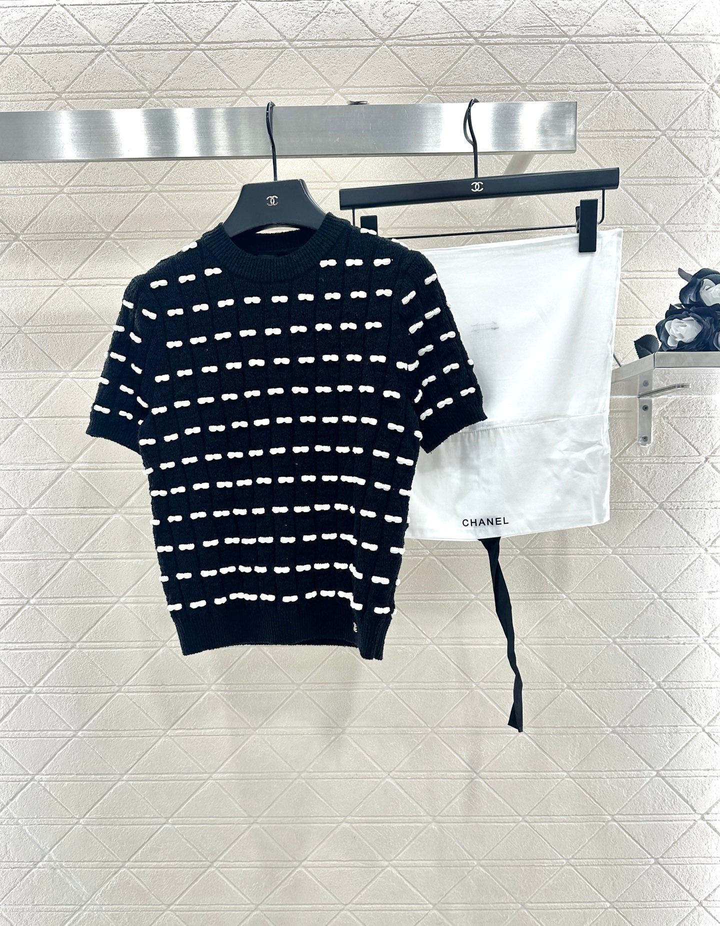 C 25 Bow Knitted Wool Short Sleeves