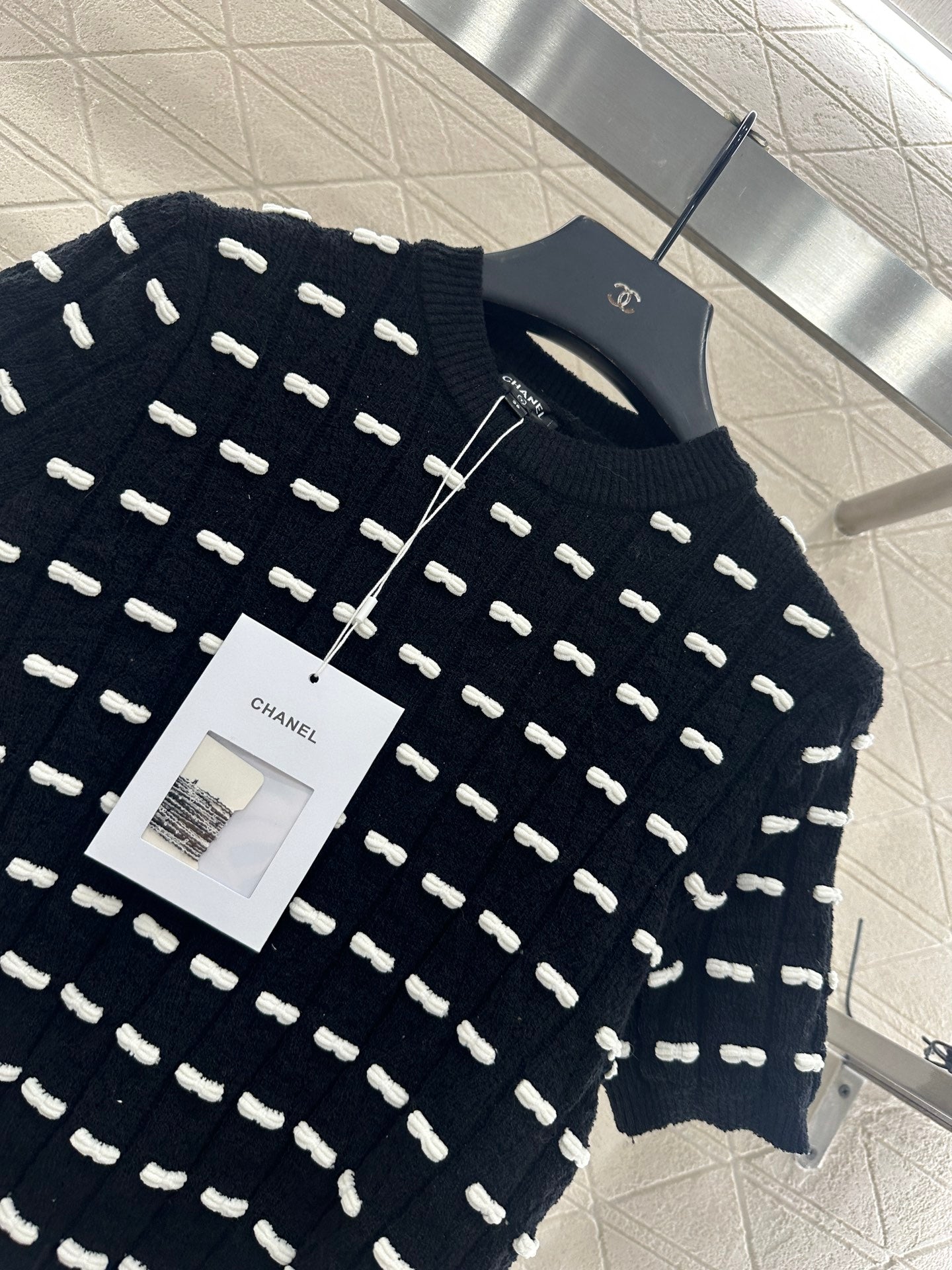 C 25 Bow Knitted Wool Short Sleeves