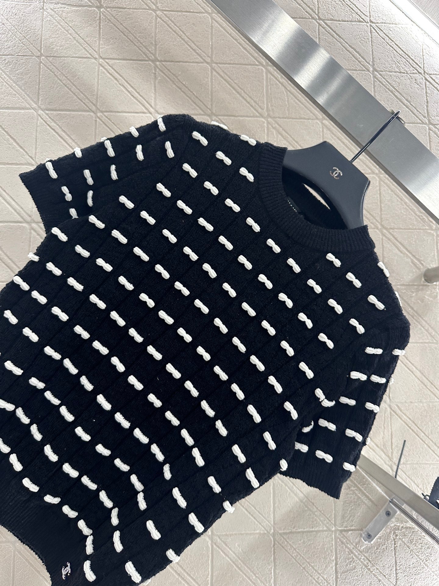 C 25 Bow Knitted Wool Short Sleeves