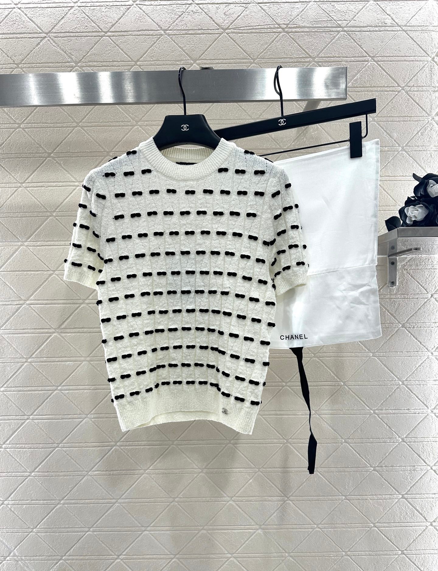 C 25 Bow Knitted Wool Short Sleeves