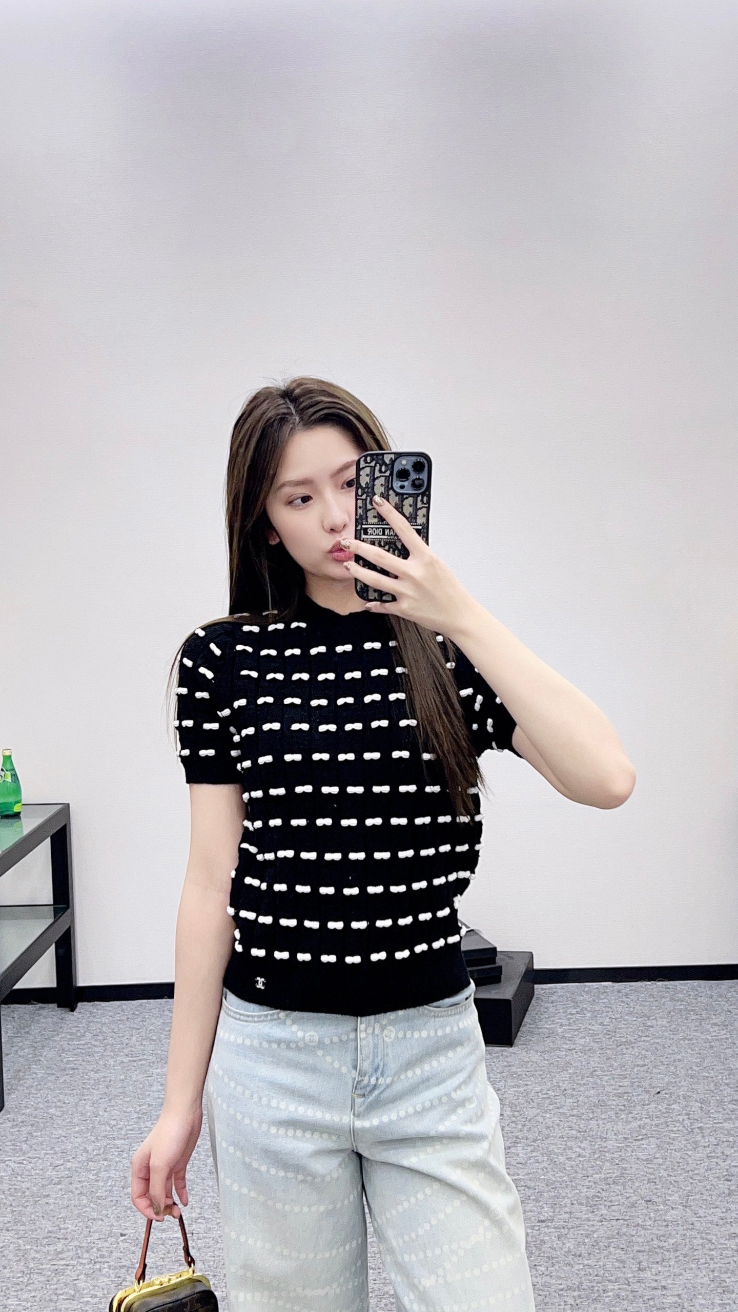 C 25 Bow Knitted Wool Short Sleeves
