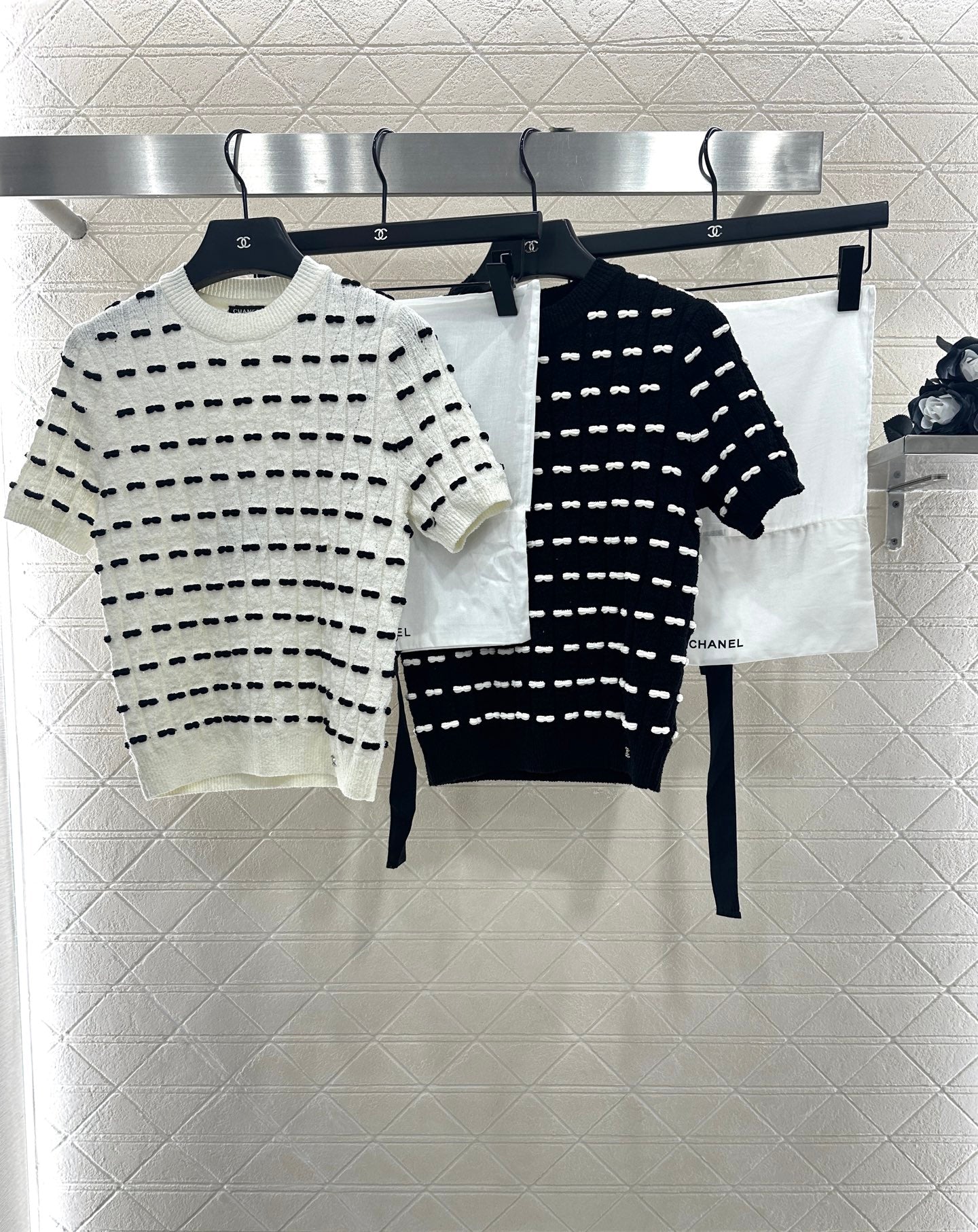 C 25 Bow Knitted Wool Short Sleeves
