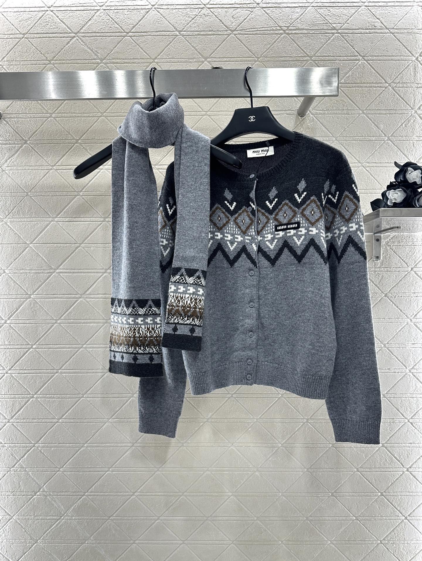 Mi 25 Scarf + Crochet Cardigan Two-Piece Set