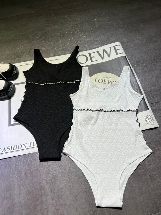 C 25 Black Full Logo Bottom One-piece Swimsuit Shipping