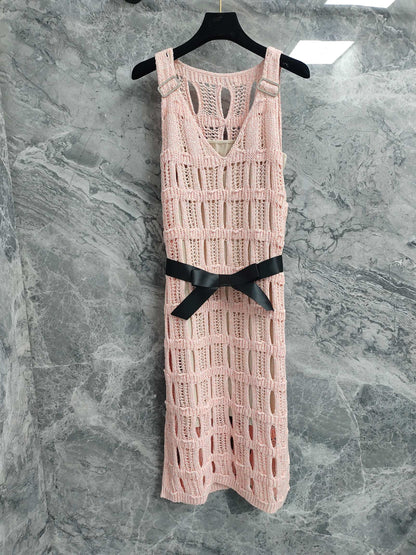 C 25 light pink knit cutout dress
