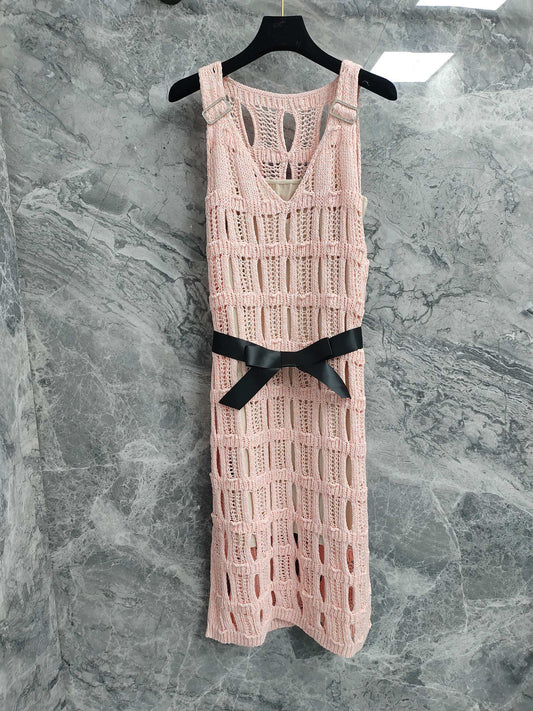 C 25 light pink knit cutout dress