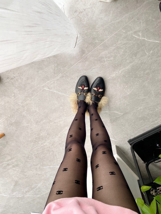 C Classic flocked letter stockings