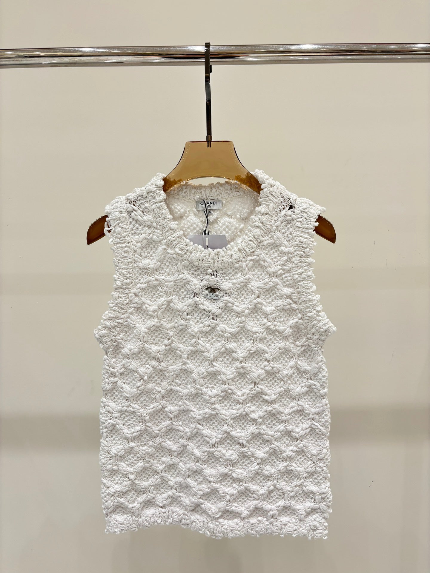 C 25 logo openwork pattern casual knit undershirt