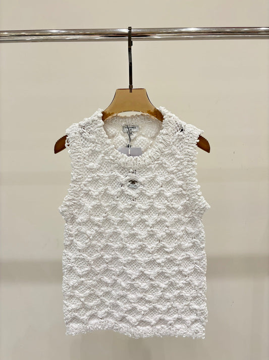 C 25 logo openwork pattern casual knit undershirt