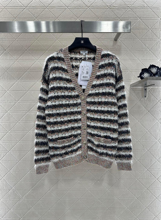 C 25 Cashmere Wool Striped Cardigan