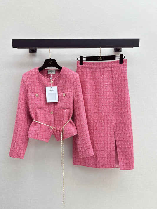 C 25 Flower waist chain skirt jacket suit