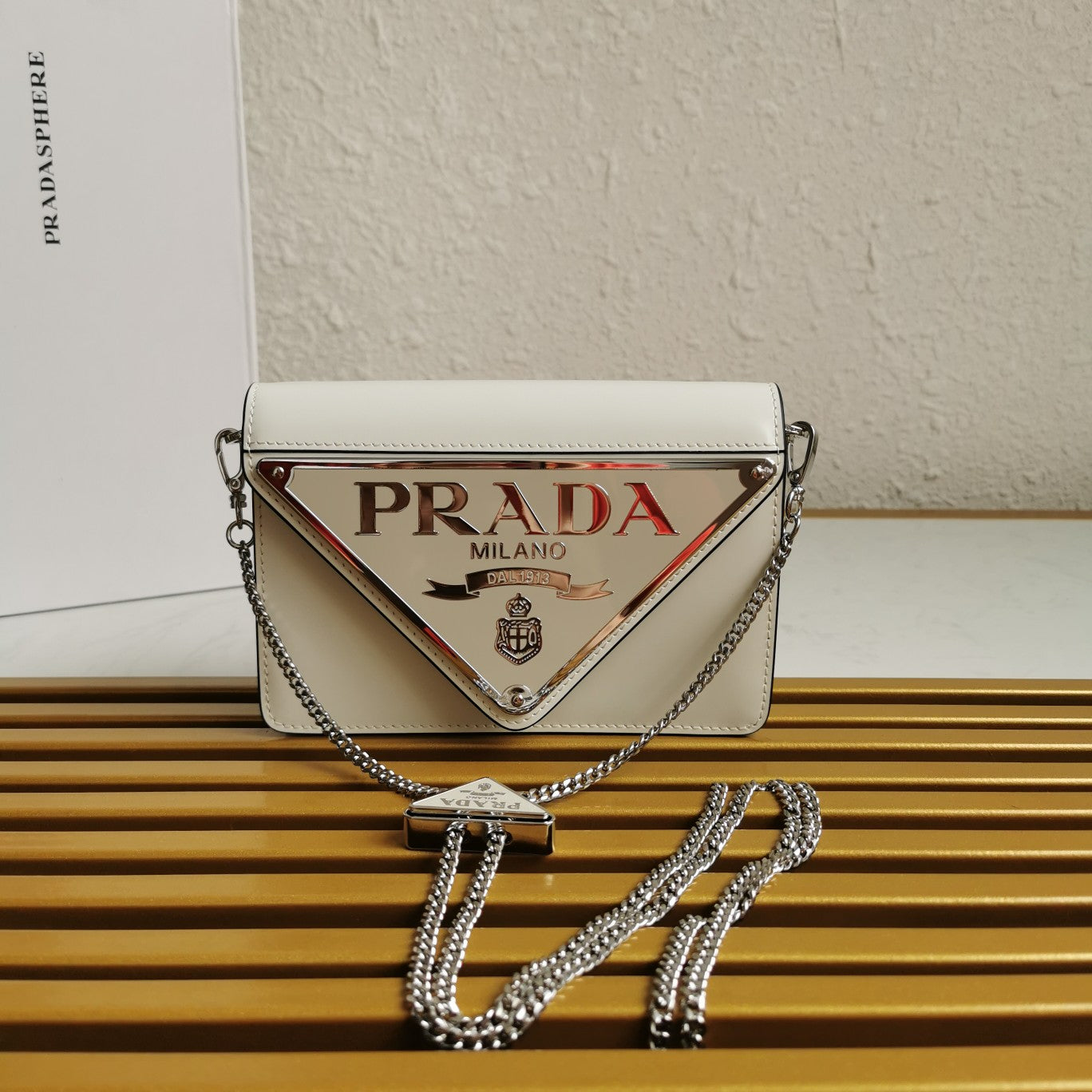 P Large Triangle Logo Chain Bag