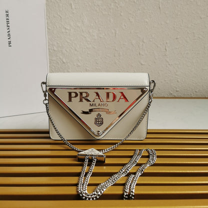 P Large Triangle Logo Chain Bag