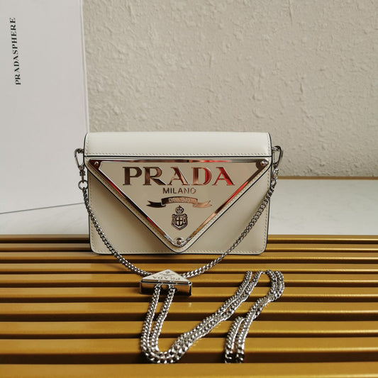 P Large Triangle Logo Chain Bag