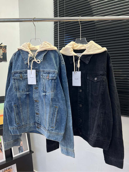Ce 25 Hooded lettering denim jacket