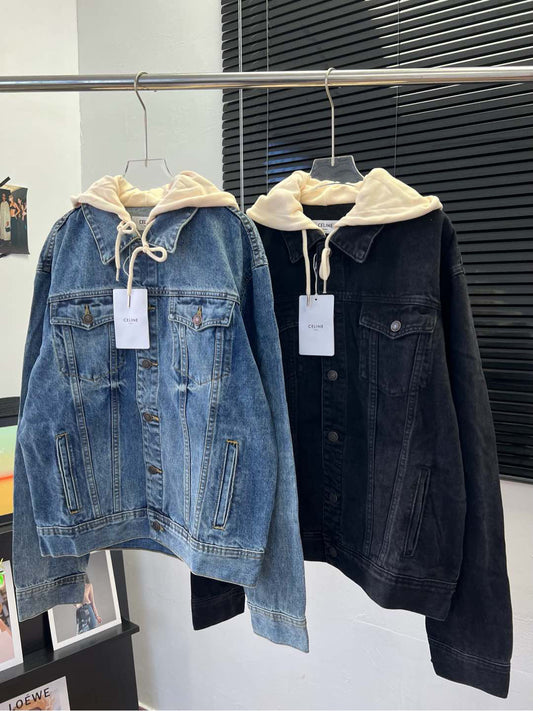Ce 25 Hooded lettering denim jacket