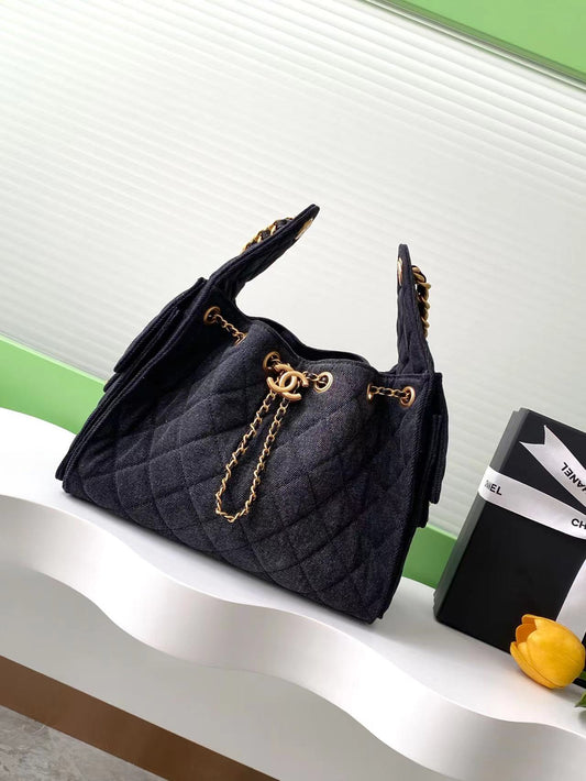 C 25 hobo denim drawstring bucket bag(30-26-14cm)