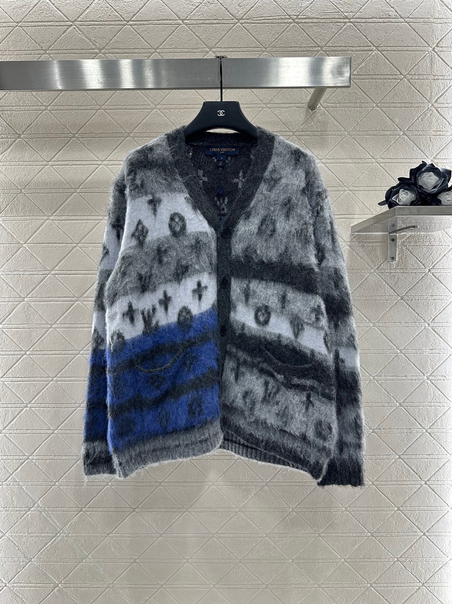 L 25 jacquard contrast mohair cardigan