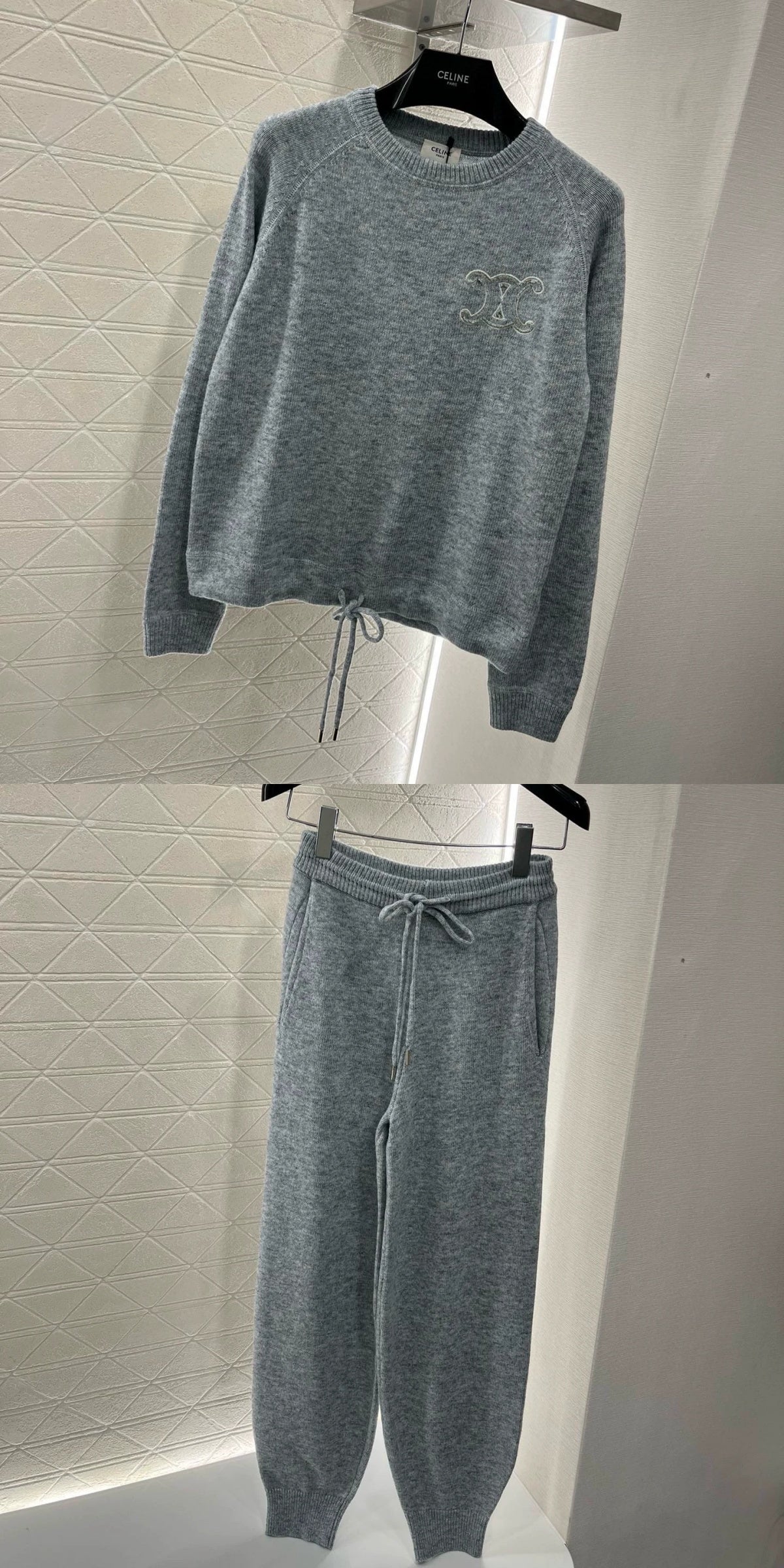 CE 25 Early Spring New Knitted Pullover Sweatshirt Trousers Set