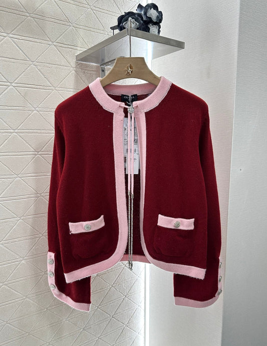 C 2025 new products Knitted cardigan（RED,BLACK,BLUE,LIGHT BLUE,PINK）