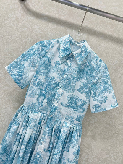 D 25 New Jungle Animal Print Short Sleeve Long Dresses