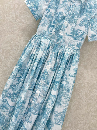 D 25 New Jungle Animal Print Short Sleeve Long Dresses