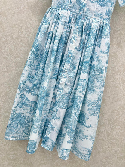D 25 New Jungle Animal Print Short Sleeve Long Dresses