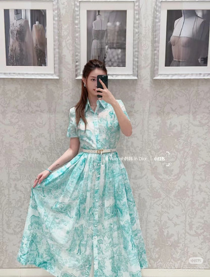 D 25 New Jungle Animal Print Short Sleeve Long Dresses