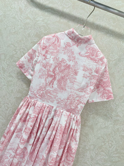 D 25 New Jungle Animal Print Short Sleeve Long Dresses