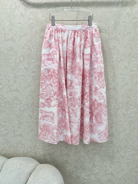 D 25 New Jungle Animal Print Pleated Half Skirt