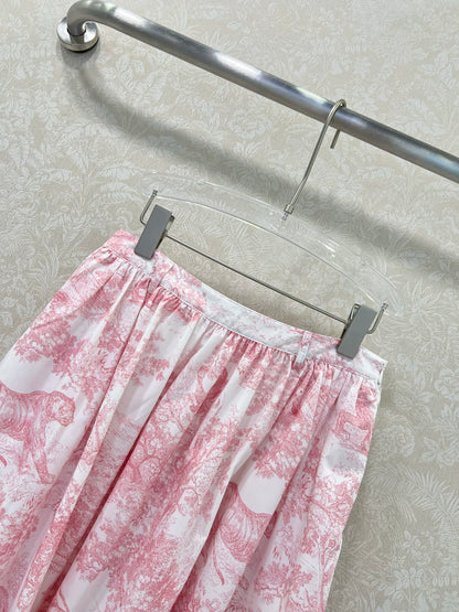 D 25 New Jungle Animal Print Pleated Half Skirt