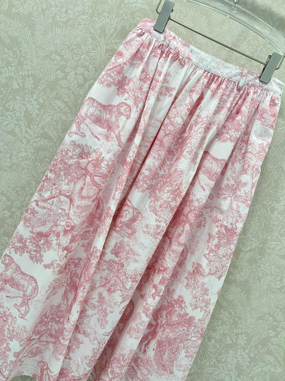 D 25 New Jungle Animal Print Pleated Half Skirt