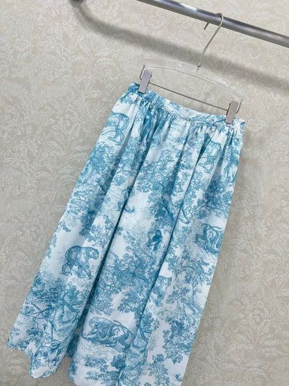D 25 New Jungle Animal Print Pleated Half Skirt