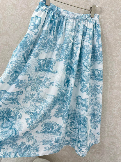 D 25 New Jungle Animal Print Pleated Half Skirt