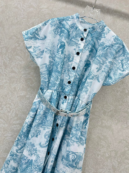 D 25 New Jungle Animal Print Short Sleeve Dress