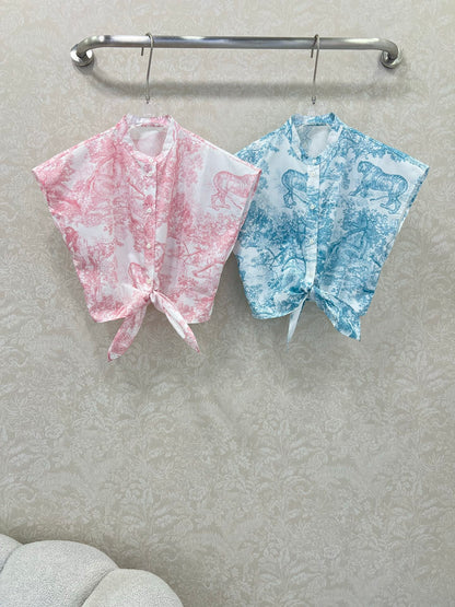 D 25 new jungle animal print Tie short shirt