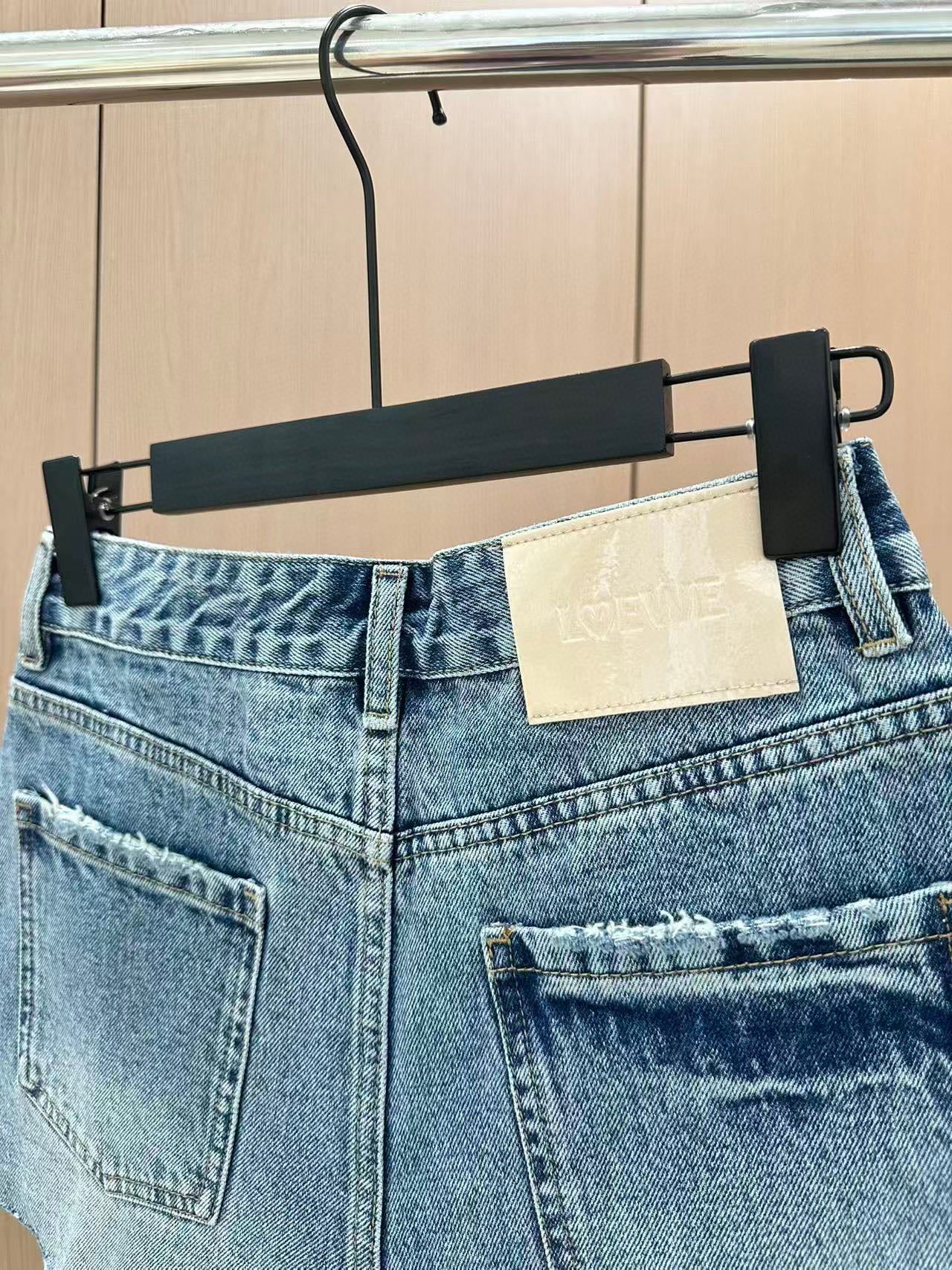 LO 25 Rhinestone Logo Ripped Denim Shorts