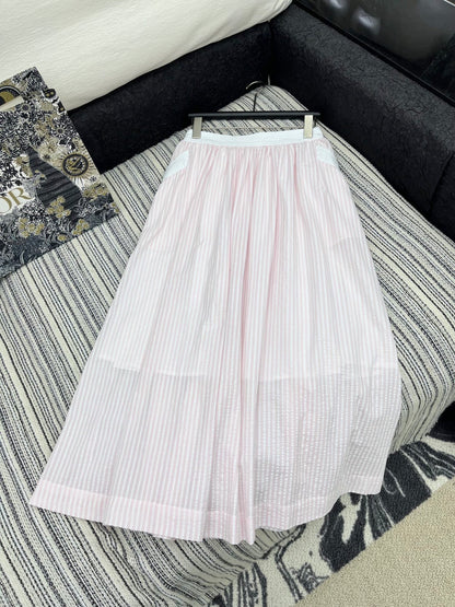C 25 V-Neck Striped Camisole + Long Skirt Set