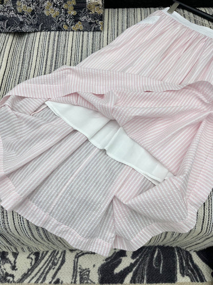 C 25 V-Neck Striped Camisole + Long Skirt Set
