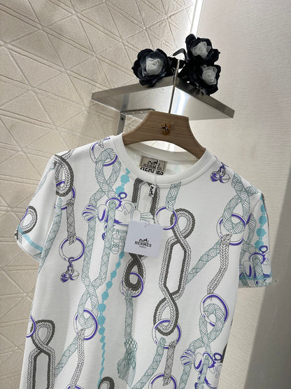 H 25 Round neck, short sleeves with chain link print