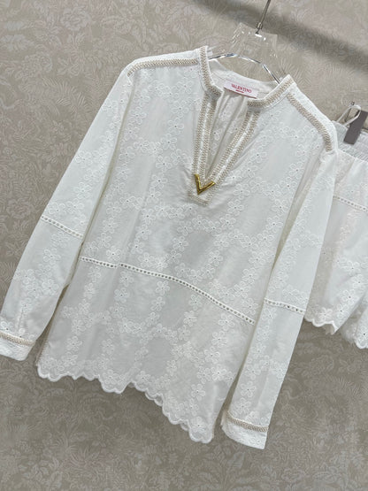 V 25 nouveaux costumes en coton et lin à fleurs sculptées et évidées 