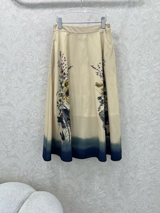 D 25 New ink painting print half skirt