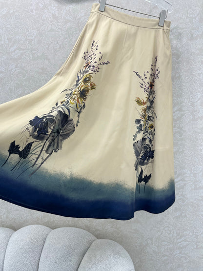 D 25 New ink painting print half skirt